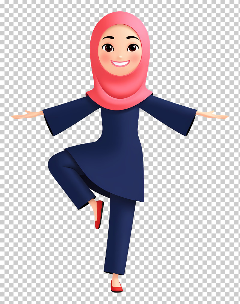Muslim Woman Doing Exercise - Playful Hijab Girl Balancing Pose PNG