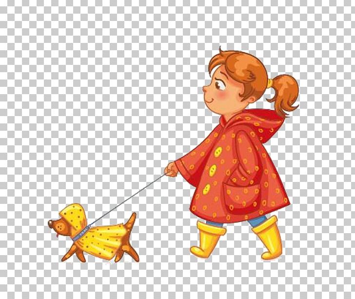 Dog Walking Rain Illustration PNG, Clipart, Animals, Art, Autumn, Baby Girl, Balloon Cartoon Free PNG Download