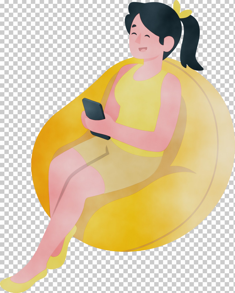 Cartoon Character Yellow Character Created By PNG, Clipart, Cartoon, Character, Character Created By, Girl Playing Mobile Phone, Paint Free PNG Download