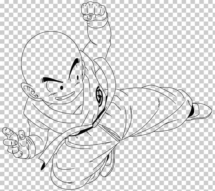 Line Art Krillin Drawing Dragon Ball PNG, Clipart, Arm, Artist, Artwork, Black, Black And White Free PNG Download