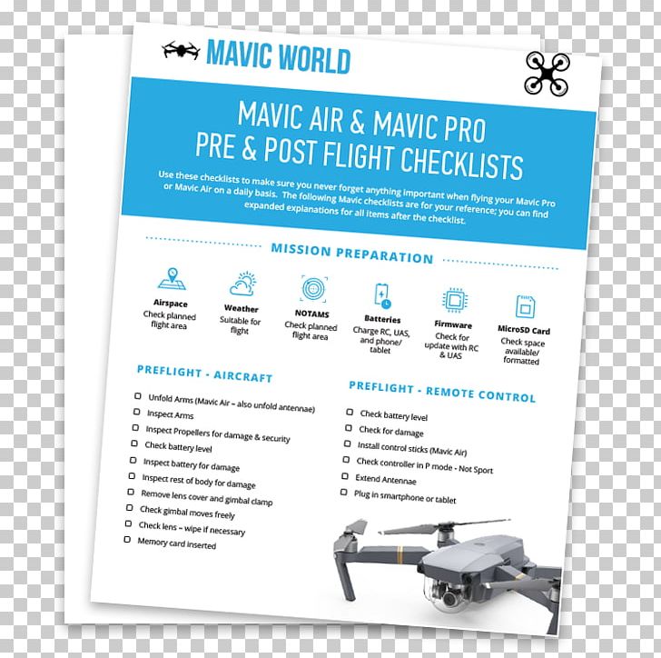 Mavic Pro Aerial Vehicle Preflight Checklist Brand PNG, Clipart, Brand, Checklist, Customer, Dji