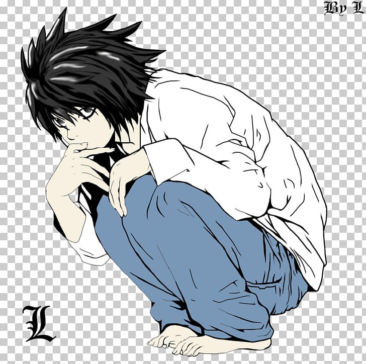 L Anime Death Note Mangaka Homo Sapiens PNG, Clipart, Anime, Arm, Artwork, Black Hair, Boy Free PNG Download