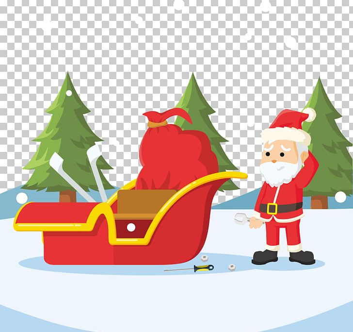 Santa Claus Sled Cartoon Illustration PNG, Clipart, Art, Car Repair, Cartoon, Christmas Decoration, Fictional Character Free PNG Download
