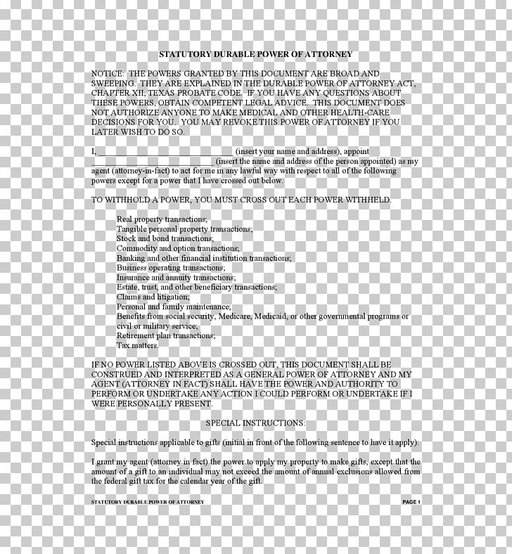 Power Of Attorney Texas Document Form Healthcare Proxy PNG, Clipart, Advance Healthcare Directive, Area, Bank, Document, Form Free PNG Download