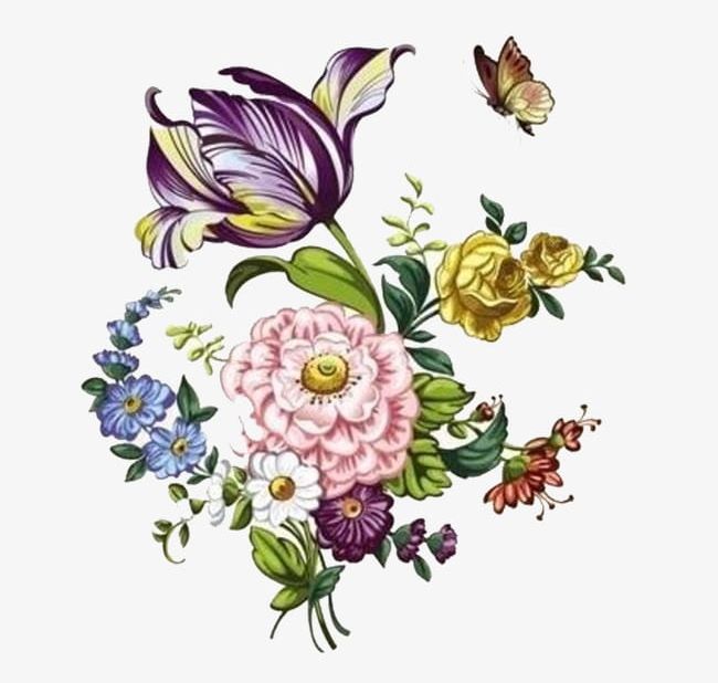 Hand-painted Vintage Floral PNG, Clipart, Border, Butterfly, Classical, Continental, Decorative Free PNG Download