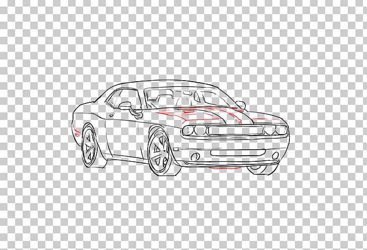 Compact Car Dodge Challenger Sketch PNG, Clipart, Artwork, Automotive Design, Automotive Exterior, Black And White, Brand Free PNG Download