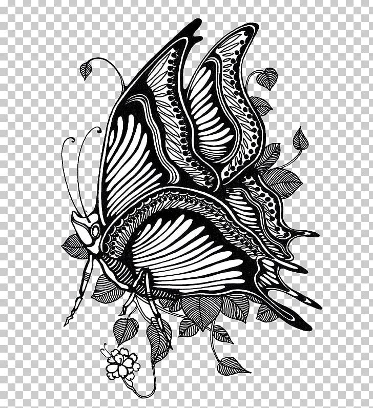 Butterfly Black And White Illustration PNG, Clipart, Bird, Black, Butterflies, Butterfly Group, Decorative Free PNG Download