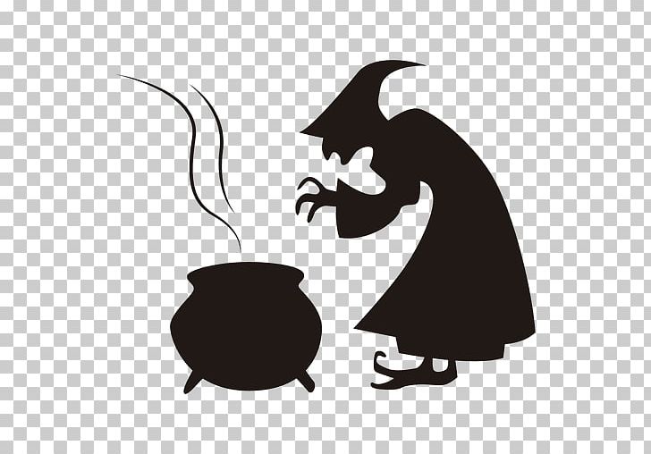 Silhouette Witchcraft Halloween PNG, Clipart, Animals, Art, Artwork, Black And White, Costume Free PNG Download