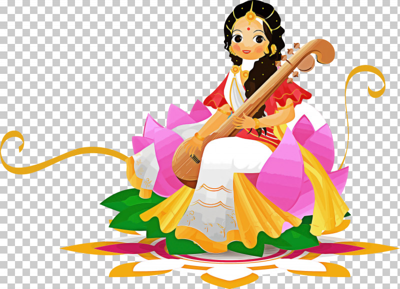 Vasant Panchami Basant Panchami Saraswati Puja PNG, Clipart, Bansuri, Basant Panchami, Cartoon, Indian Musical Instruments, Musical Instrument Free PNG Download