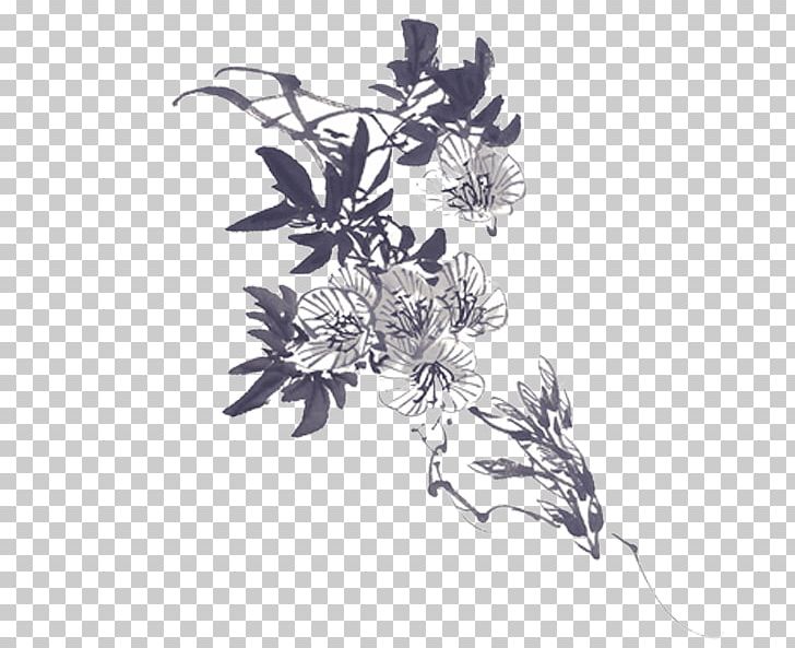 Ink Wash Painting Chrysanthemum Watercolor Painting PNG, Clipart, Black, Black And White, Branch, China, China Creative Free PNG Download