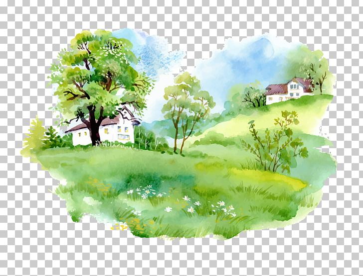 Watercolor Painting Drawing PNG, Clipart, Art, Brush, Computer Wallpaper, Ecosystem, Grass Free PNG Download