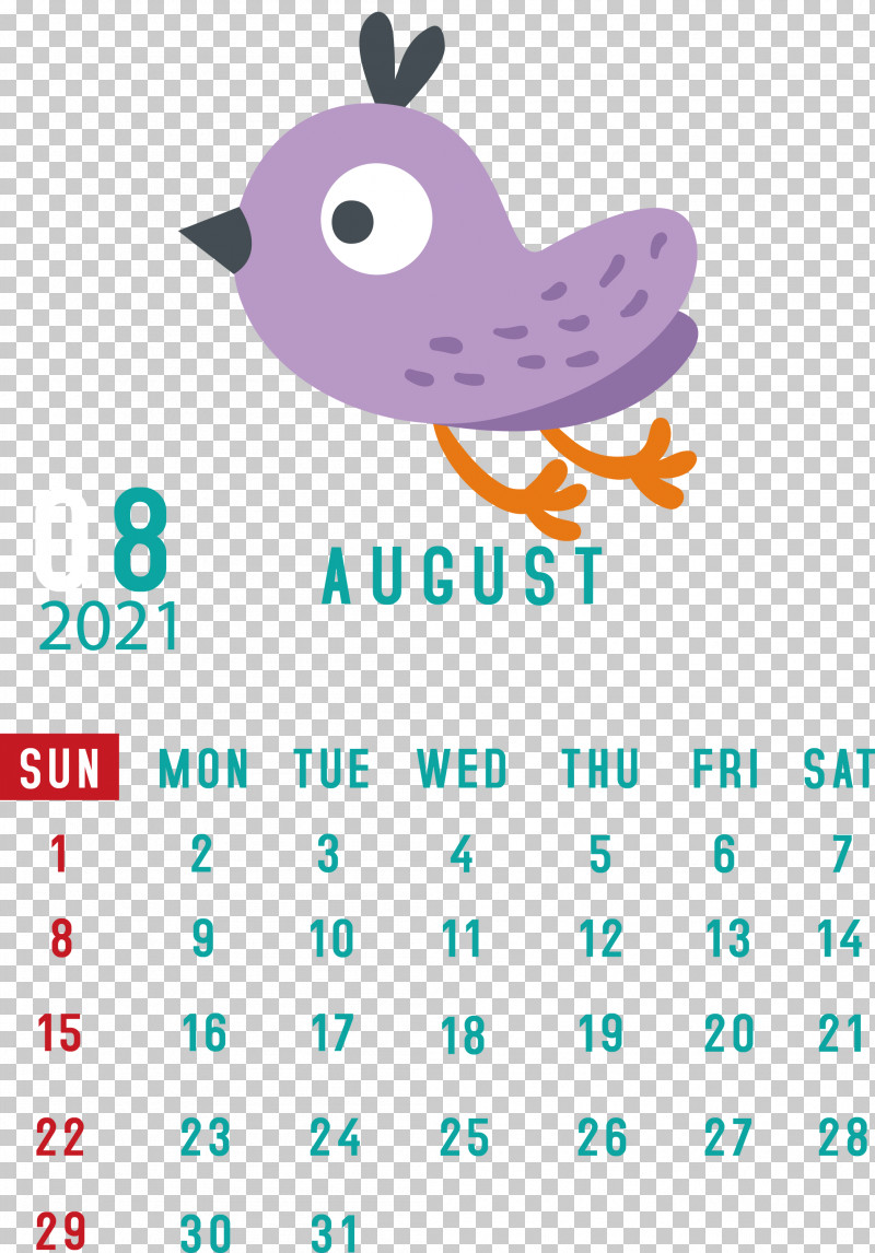 August 2021 Calendar August Calendar 2021 Calendar PNG, Clipart, 2021 Calendar, Beak, Calendar System, Cartoon, Geometry Free PNG Download