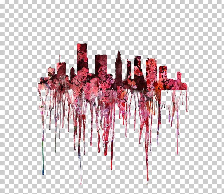 Silhouette Skyline Art Architecture Watercolor Painting PNG, Clipart, Blood, Cartoon, Cityscape, City Silhouette, Color Free PNG Download