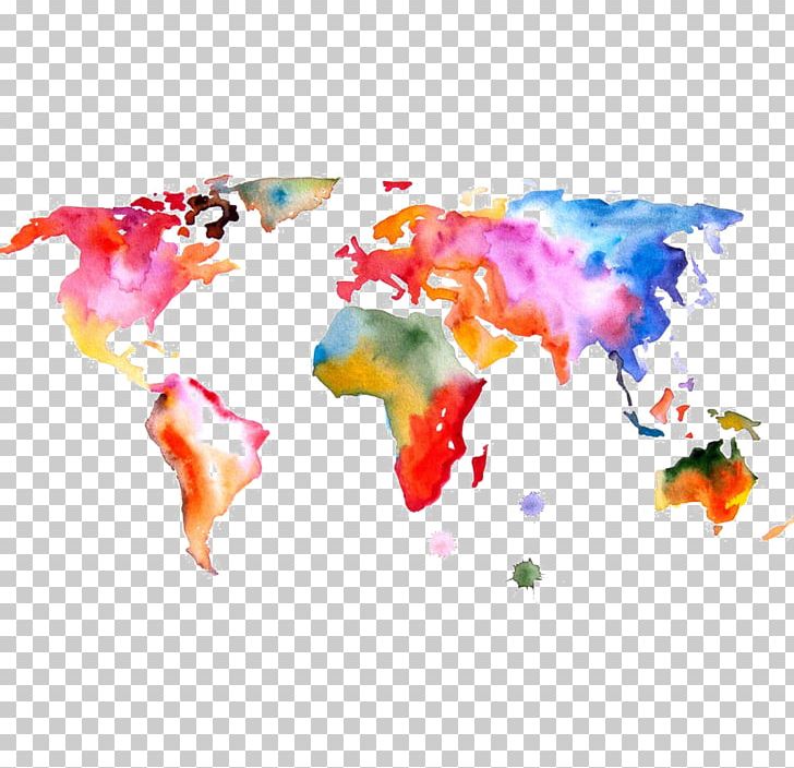 World Map Watercolor Painting PNG, Clipart, Abstract, Abstract Art, Art, Art Museum, Canvas Free PNG Download