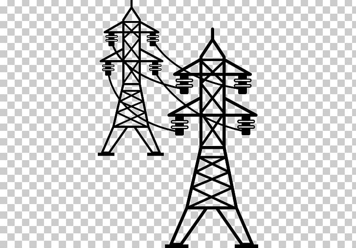 Transmission Tower Electric Power Transmission Electricity Overhead Power Line Computer Icons PNG, Clipart, Angle, Area, Black, Black And White, Computer Icons Free PNG Download