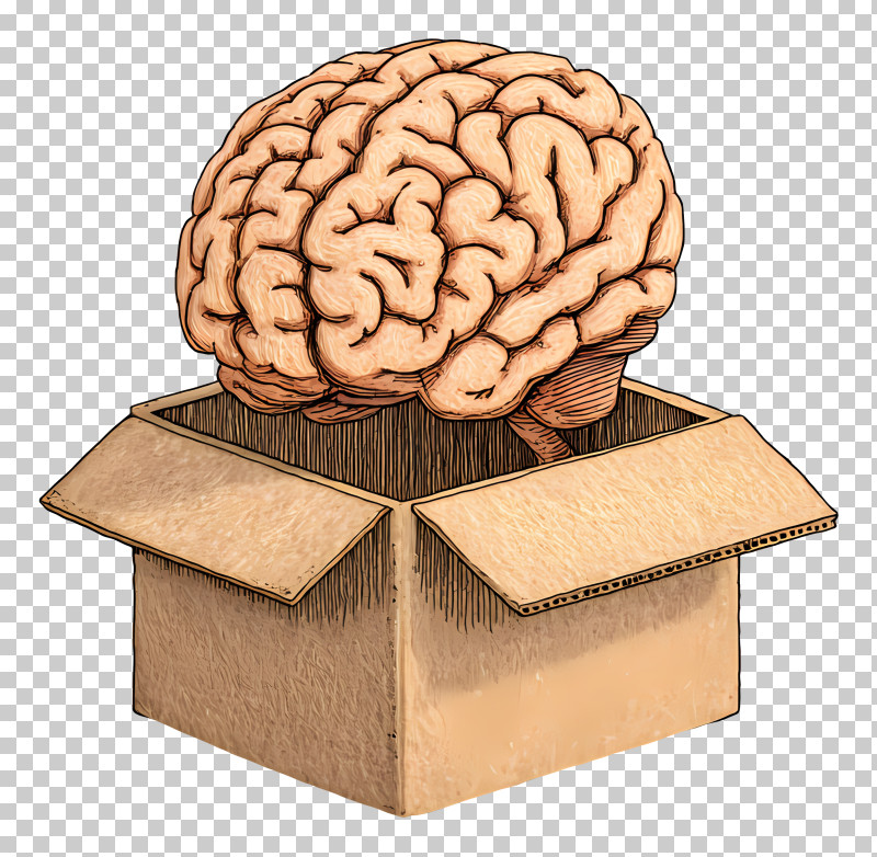 Brain Coming Out Of Cardboard - Brain In Box Illustration PNG