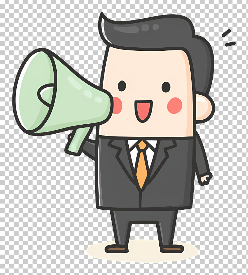 Cute Businessman With Megaphone PNG