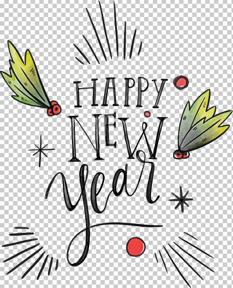 Happy New Year New Year PNG, Clipart, Calligraphy, Conifer, Happy New Year, Leaf, Logo Free PNG Download