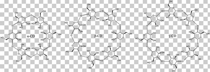 Alpha-Cyclodextrin Beta Cyclodextrin Solubility Molecule PNG, Clipart, Angle, Black And White, Body Jewelry, Chain, Chemical Free PNG Download