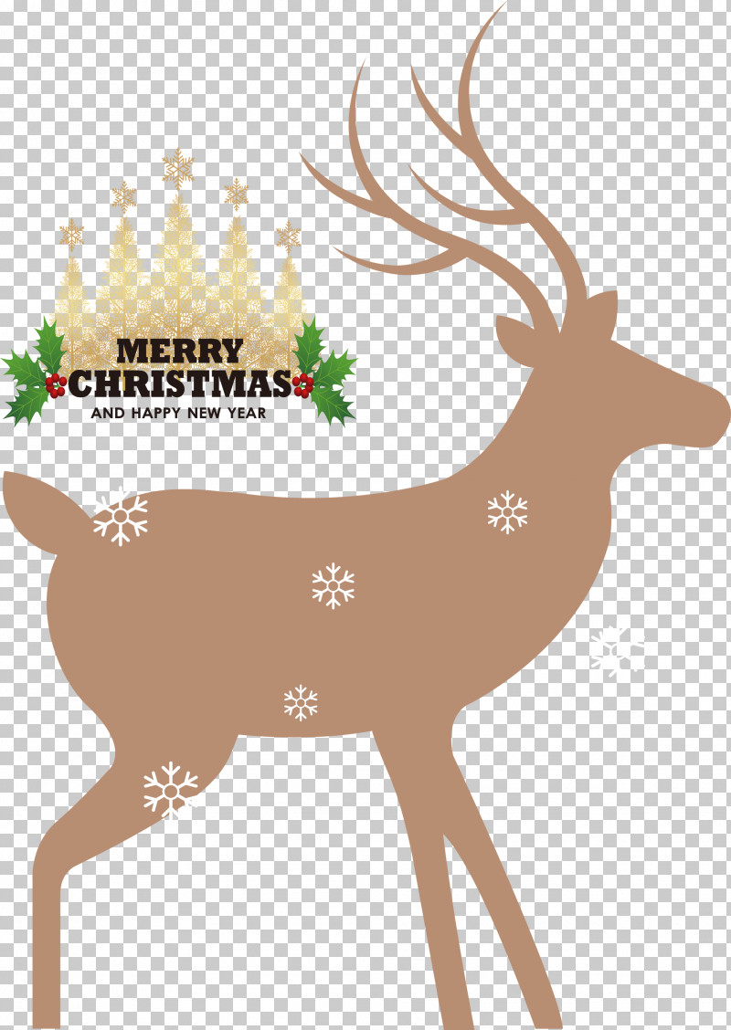 Merry Christmas Happy New Year PNG, Clipart, Antler, Bauble, Christmas Card, Christmas Day, Deer Free PNG Download