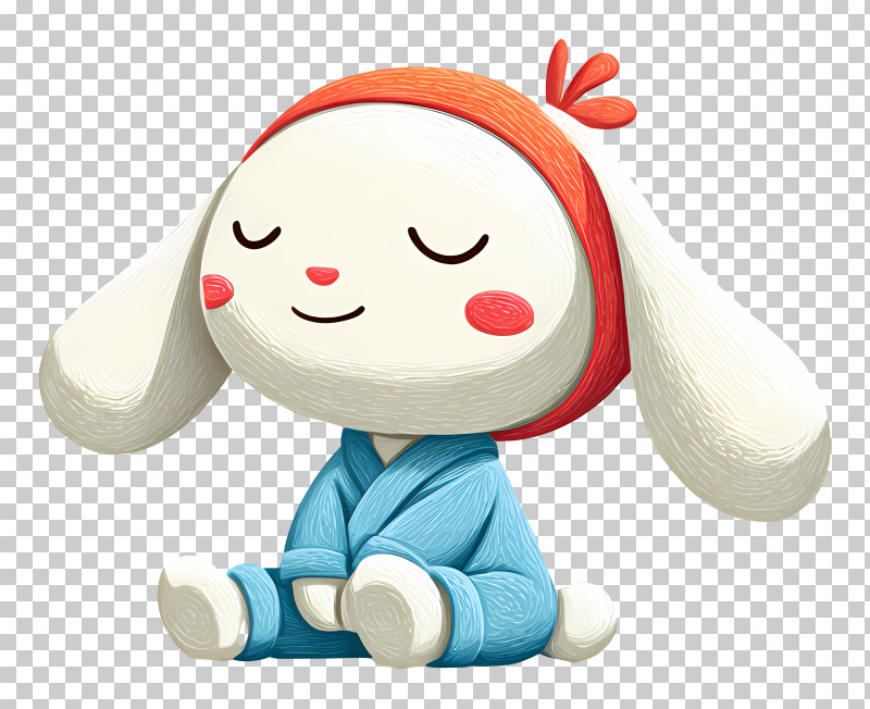 Cinnamoroll Relaxing - White Bunny Meditating PNG