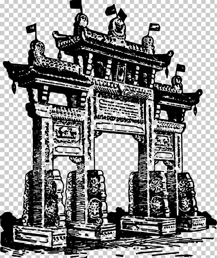 Dragon Gate Chinatown PNG, Clipart, Arch, Architecture, Black And White, Building, China Free PNG Download