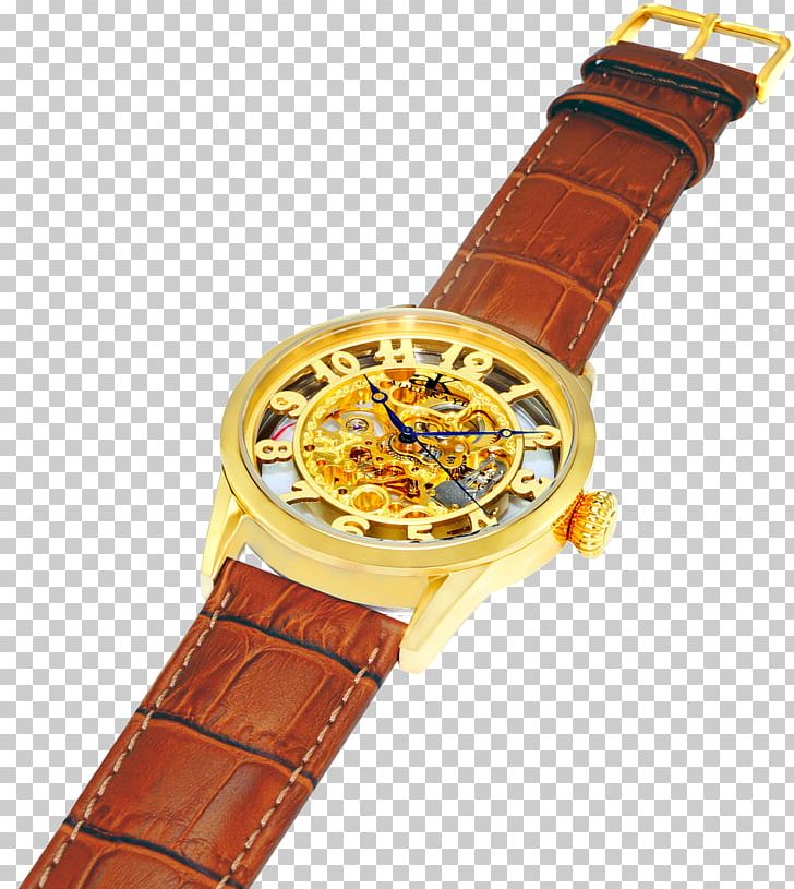 Watch Strap Brown Metal PNG, Clipart, Accessories, Brown, Dial, Gold, Leather Free PNG Download