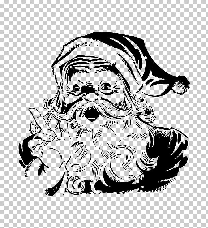 Santa Claus Black And White Christmas PNG, Clipart, Beard, Christmas Card, Christmas Decoration, Fictional Character, Hair Free PNG Download