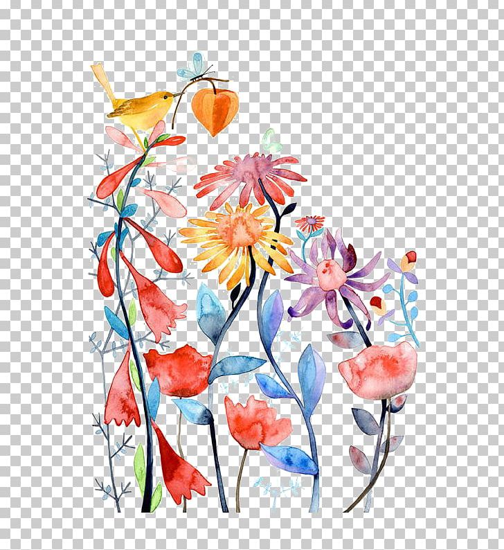 Watercolour Flowers Bird Paper Watercolor Painting PNG, Clipart, Art, Artist, Artwork, Branch, Fashion Illustration Free PNG Download