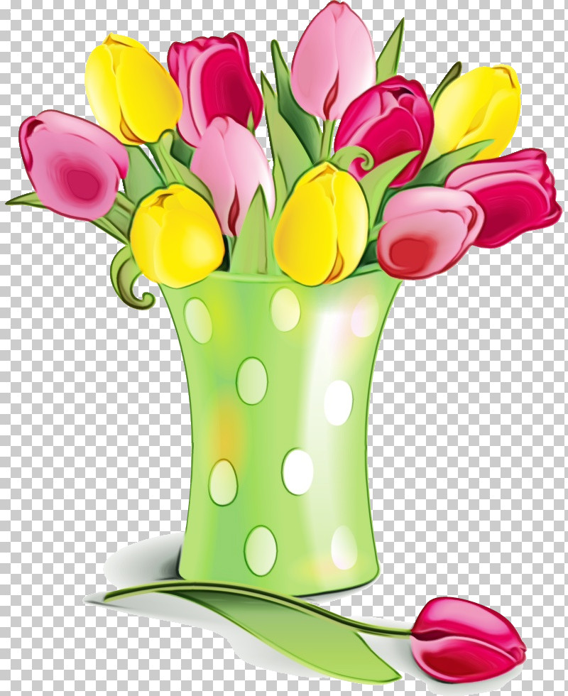 Tulip Cut Flowers Flower Yellow Vase PNG, Clipart, Bouquet, Cut Flowers, Floral, Flower, Flowerpot Free PNG Download