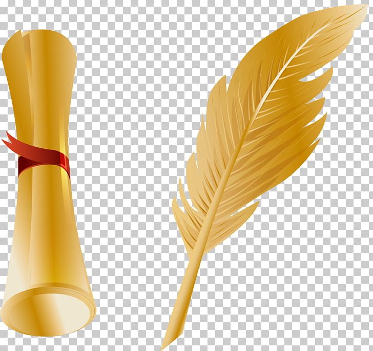 Paper Quill Pen Feather PNG, Clipart, Gold, Gold Border, Golden Paper, Gold Frame, Gold Label Free PNG Download