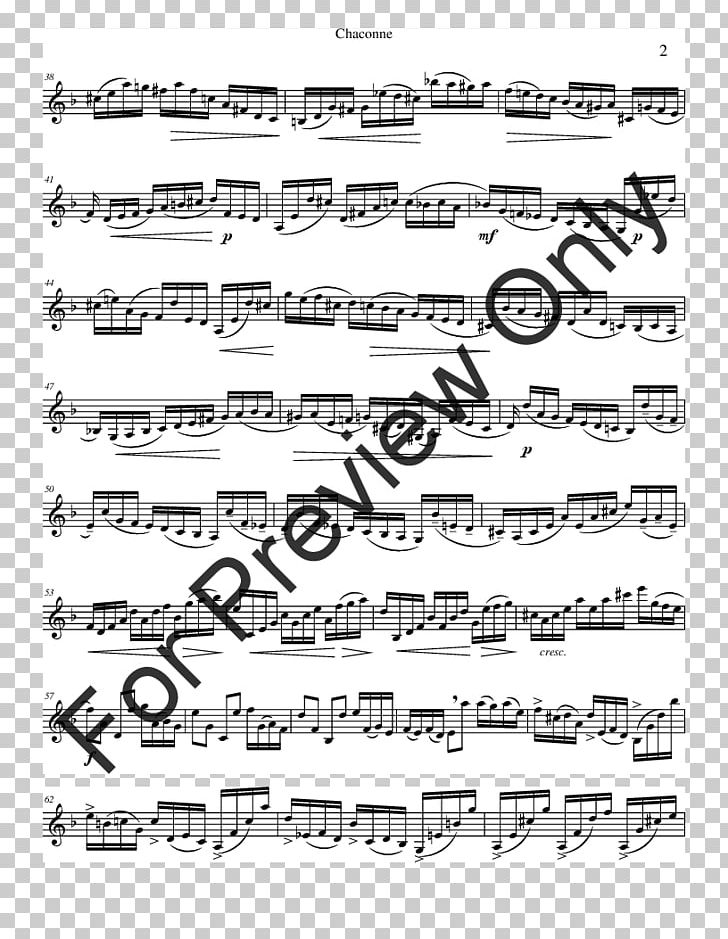 Sheet Music Chaconne Cello Partita For Violin No. 2 PNG, Clipart, Angle, Area, Black And White, Calligraphy, Cha Free PNG Download