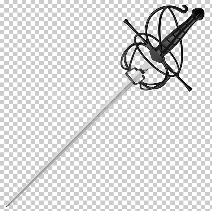 Rapier Fencing Sword Duel Foil PNG, Clipart, Baskethilted Sword, Black And White, Blade, Claymore, Duel Free PNG Download