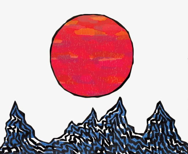 Hand Painted Red Sun PNG, Clipart, Hand, Hand Clipart, Hand Painted, Mountain, Painted Free PNG Download
