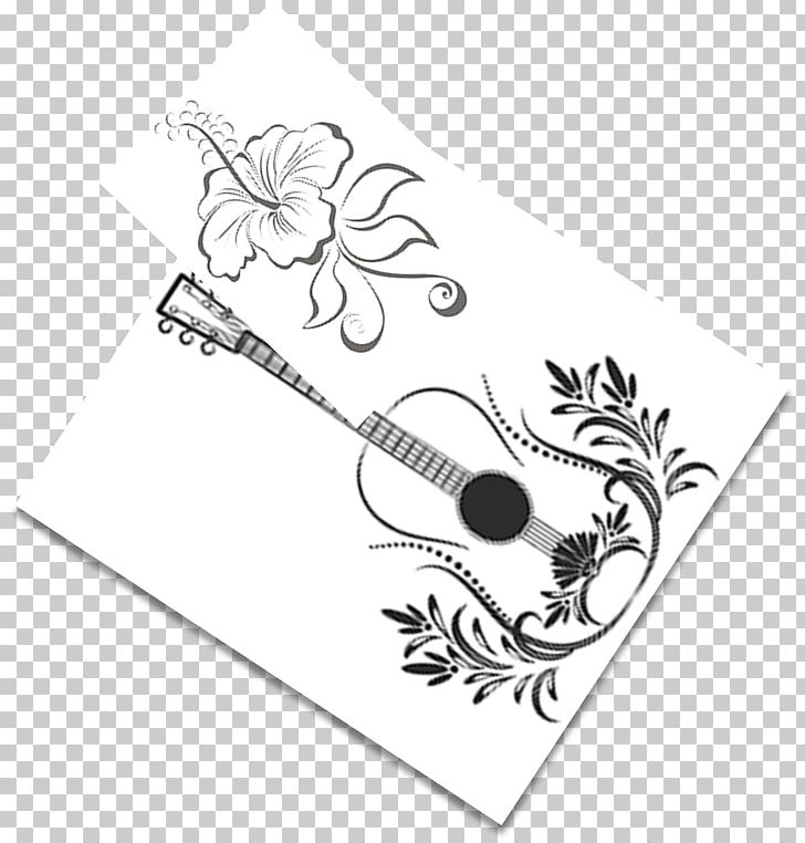Visual Arts Tattoo Guitar Flower PNG, Clipart, Area, Art, Black, Black And White, Body Jewellery Free PNG Download
