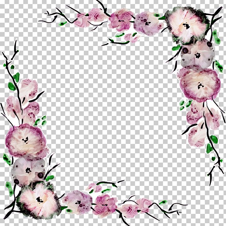 Flower Purple Best Borders Euclidean PNG, Clipart, Blossom, Border, Branch, Cartoon, Decor Free PNG Download