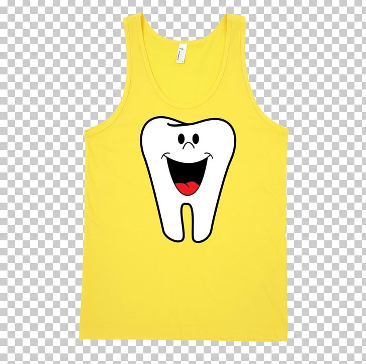 T-shirt Smiley Sleeveless Shirt Yellow PNG, Clipart, Clothing, Deciduous Teeth, Human Tooth, Neck, Organ Free PNG Download