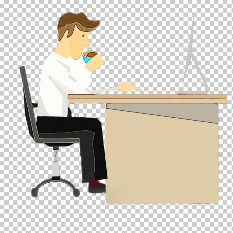 Desk Sitting Cartoon Chair Angle PNG, Clipart, Angle, Behavior, Cartoon, Chair, Desk Free PNG Download