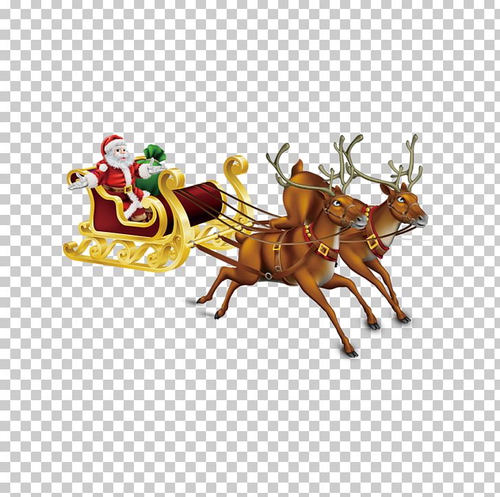 Santa Claus Reindeer Sled Christmas PNG, Clipart, Cartoon, Christmas, Christmas Card, Christmas Eve, Christmas Ornament Free PNG Download