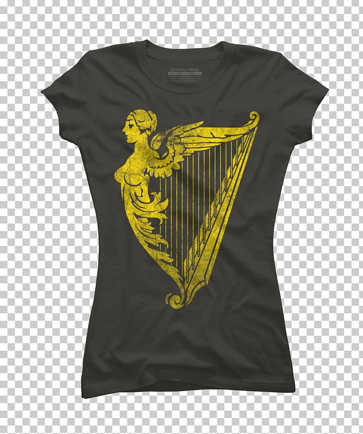 T-shirt Ireland Sleeve Celtic Harp PNG, Clipart, Black, Brand, Celtic Harp, Clothing, Gold Free PNG Download