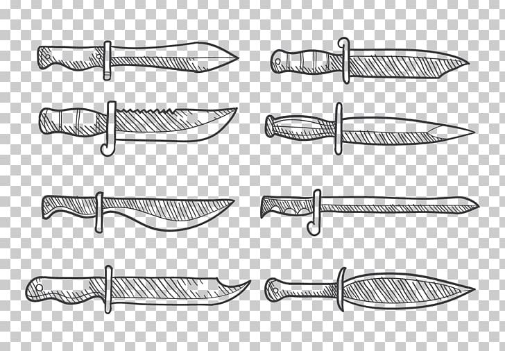 Knife Weapon Drawing Tool Hunting & Survival Knives PNG, Clipart, Angle, Blade, Bowie Knife, Cold Weapon, Dagger Free PNG Download
