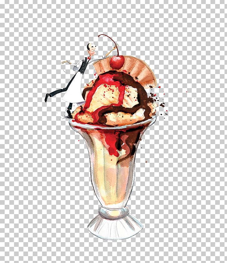 Ice Cream Raw Foodism Watercolor Painting Illustration PNG, Clipart, Art, Behance, Cherry, Chocolate Ice Cream, Coffee Cup Free PNG Download