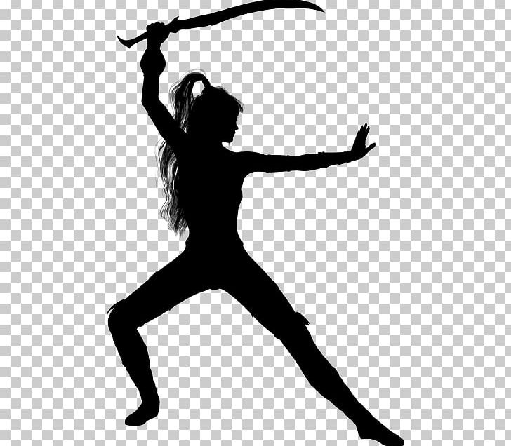 Silhouette Woman Female Sword PNG, Clipart, Animals, Arm, Ballet Dancer, Black And White, Character Free PNG Download