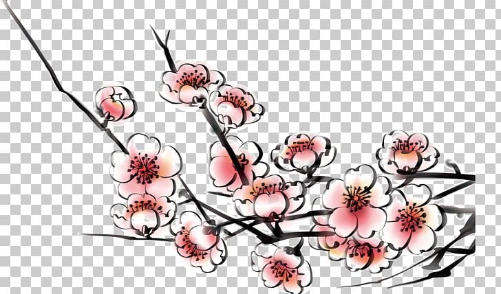 Floral Design Plum Blossom Cherry Blossom PNG, Clipart, Branch, Cherry, Flower, Happy Birthday Vector Images, Ink Wash Painting Free PNG Download