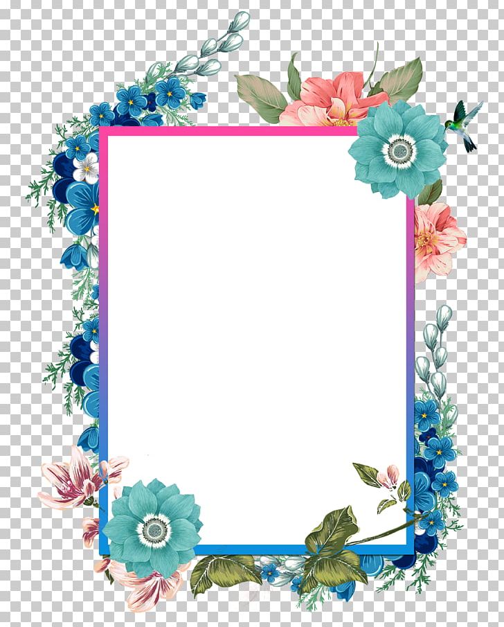 blue flower borders and frames