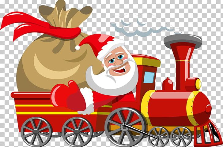 Train Santa Claus Christmas Day Rail Transport PNG, Clipart, Christmas, Christmas Day, Christmas Decoration, Christmas Ornament, Fictional Character Free PNG Download