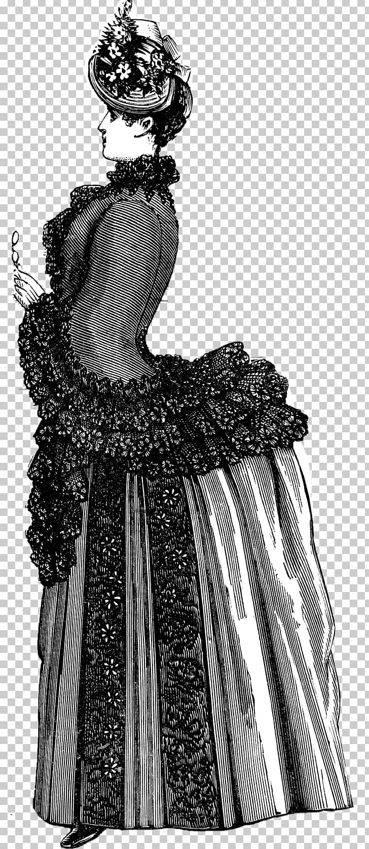 Dress Vintage Clothing Victorian Fashion PNG, Clipart, Black And White, Clothing, Costume Design, Dress, Fashion Design Free PNG Download