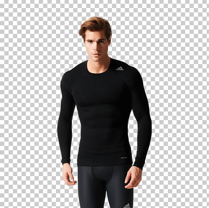 Long-sleeved T-shirt Hoodie Adidas PNG, Clipart, Abdomen, Active Undergarment, Adidas, Black, Black Model Free PNG Download