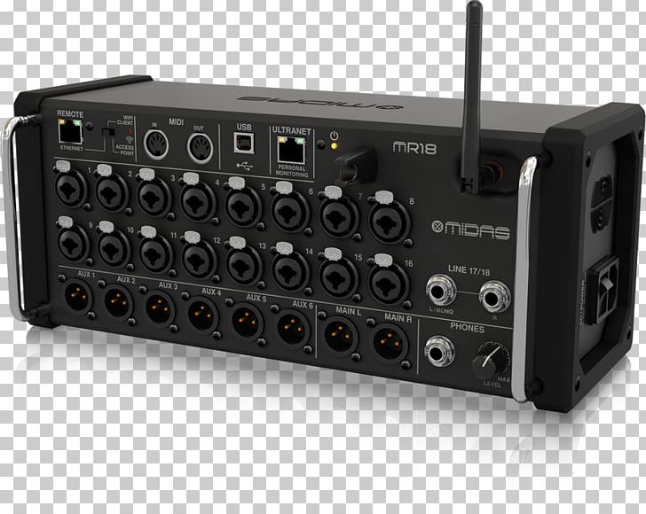 Microphone Midas MR18 Audio Mixers Digital Mixing Console PNG, Clipart, Android, Aud, Audio Equipment, Digital Mixing Console, Electronic Instrument Free PNG Download