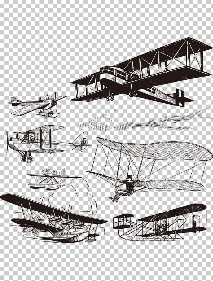 Airplane Antique Aircraft Aviation PNG, Clipart, Aircraft, Angle, Biplane, Encapsulated Postscript, Hand Drawn Free PNG Download